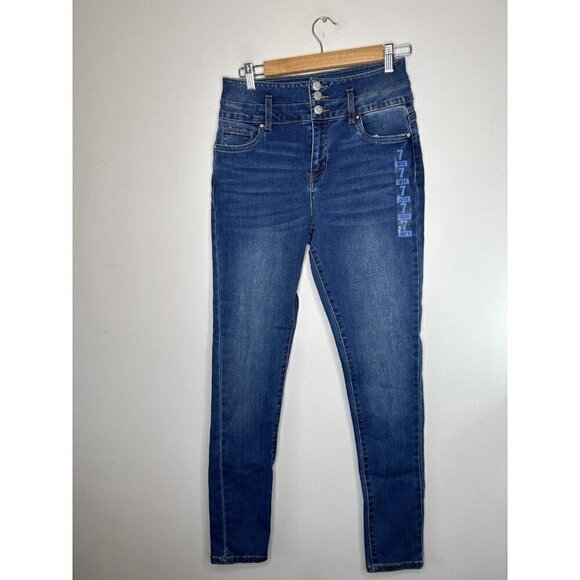 Refuge Ibiza Jeans Womens Dark Denim High Rise Stacked Waist Push Up Size 7 NWT - Picture 1 of 12